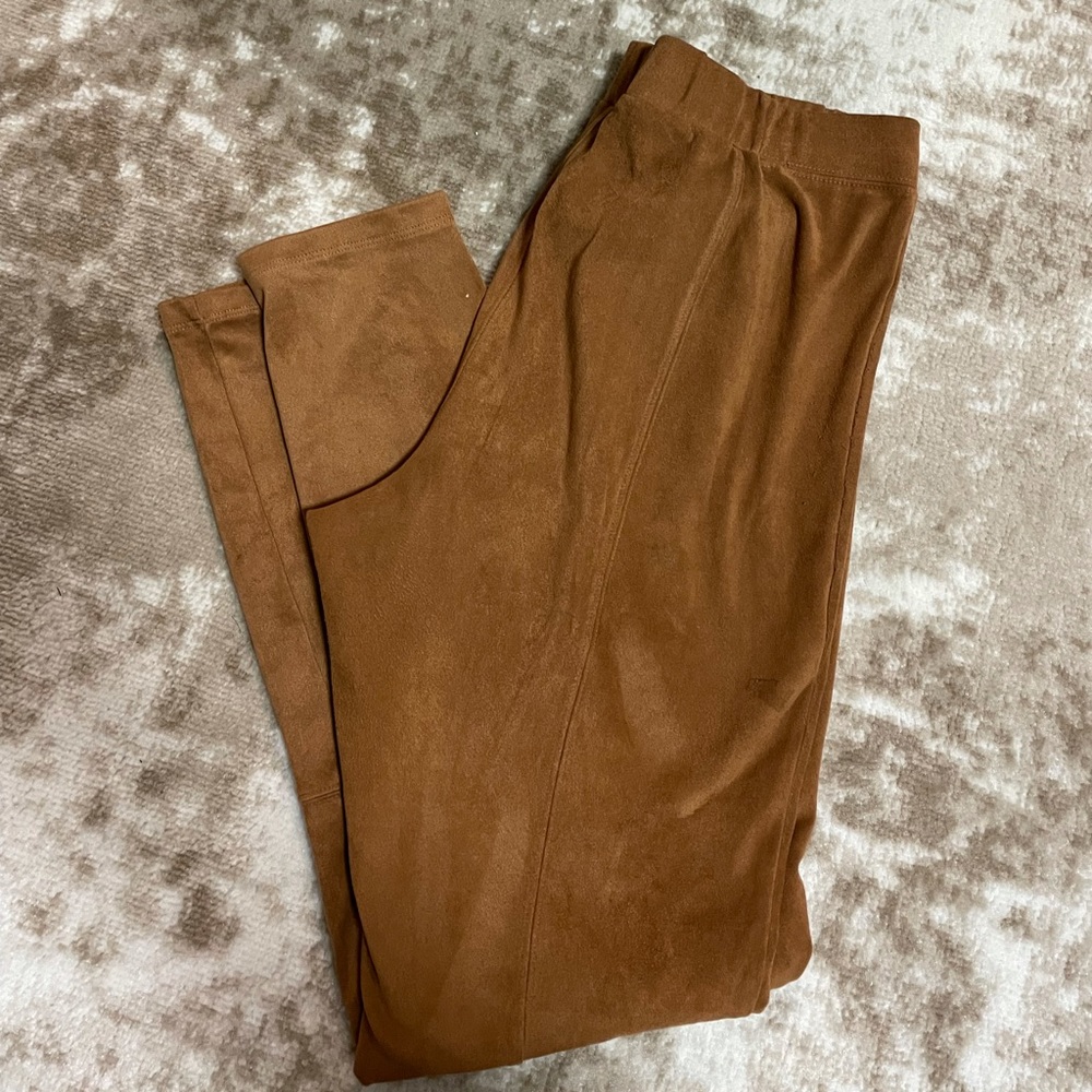 Suede Leggings with Side Zipper